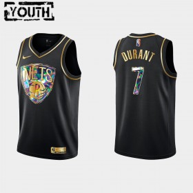 Dres Brooklyn Nets Kevin Durant 7 Nike 2021-22 Crno Golden Edition 75th Anniversary Diamond Swingman - Dječji